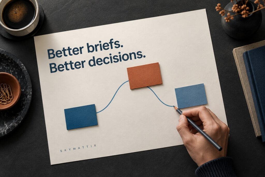 Campaign planning sheet connecting audience, message and business outcome.