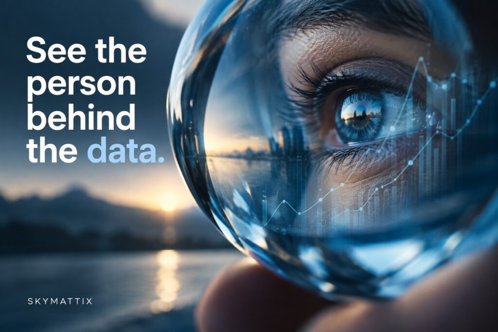Why Human-Centric Data Will Change the Way You Build Your Brand Strategy — Skymattix editorial illustration