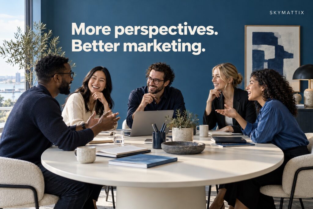 Transforming the Marketing Landscape: How DEI Marketing is Changing the Game for the Better — Skymattix editorial illustration