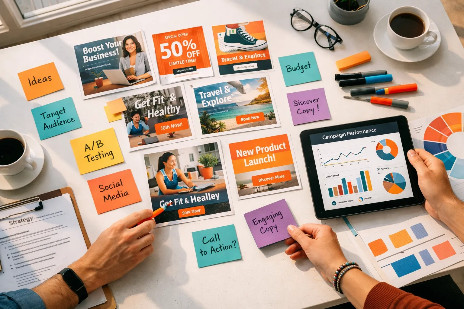 Campaign creative and social content concepts being planned