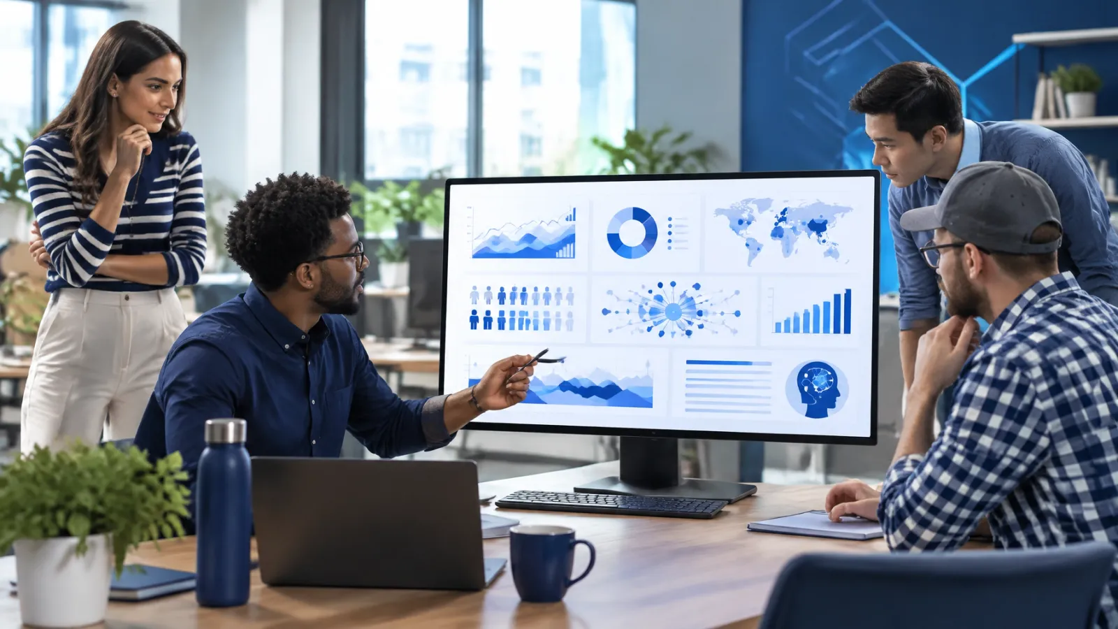 Marketing team analyzing search visibility, audience signals, and AI citations